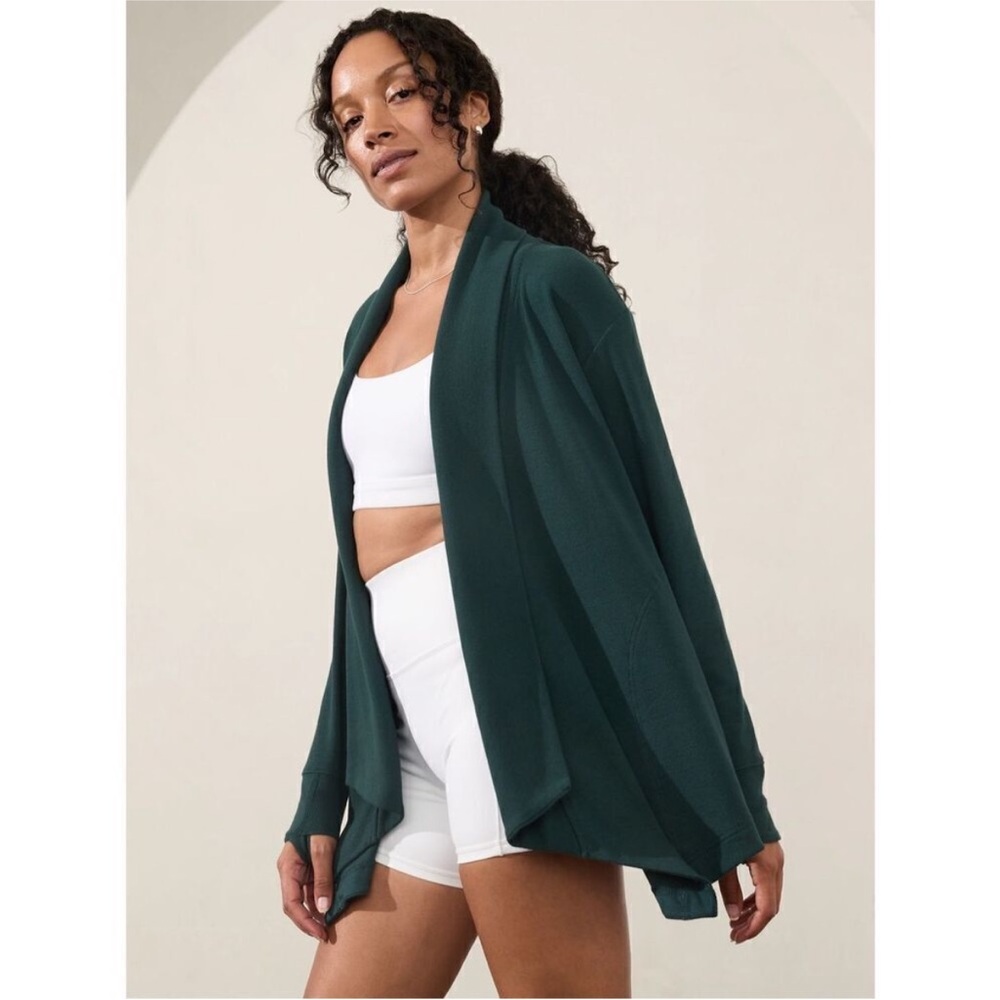 ATHLETA EMERALD GREEN PRANAYAMA WRAP CARDIGAN